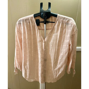 Garnet Hill Women’s Tan Beige Blouse Top Size 6 100% Cotton